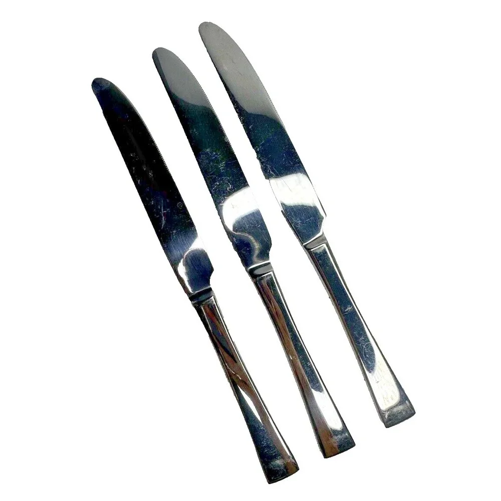Towle Dinner Knives Solid Glossy Stainless Flatware Replacement Set of 3 Pc
